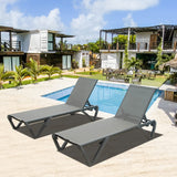 Domi Pool Lounge Chairs Set of 2, Adjustable Aluminum Plastic Outdoor Chaise Lounge