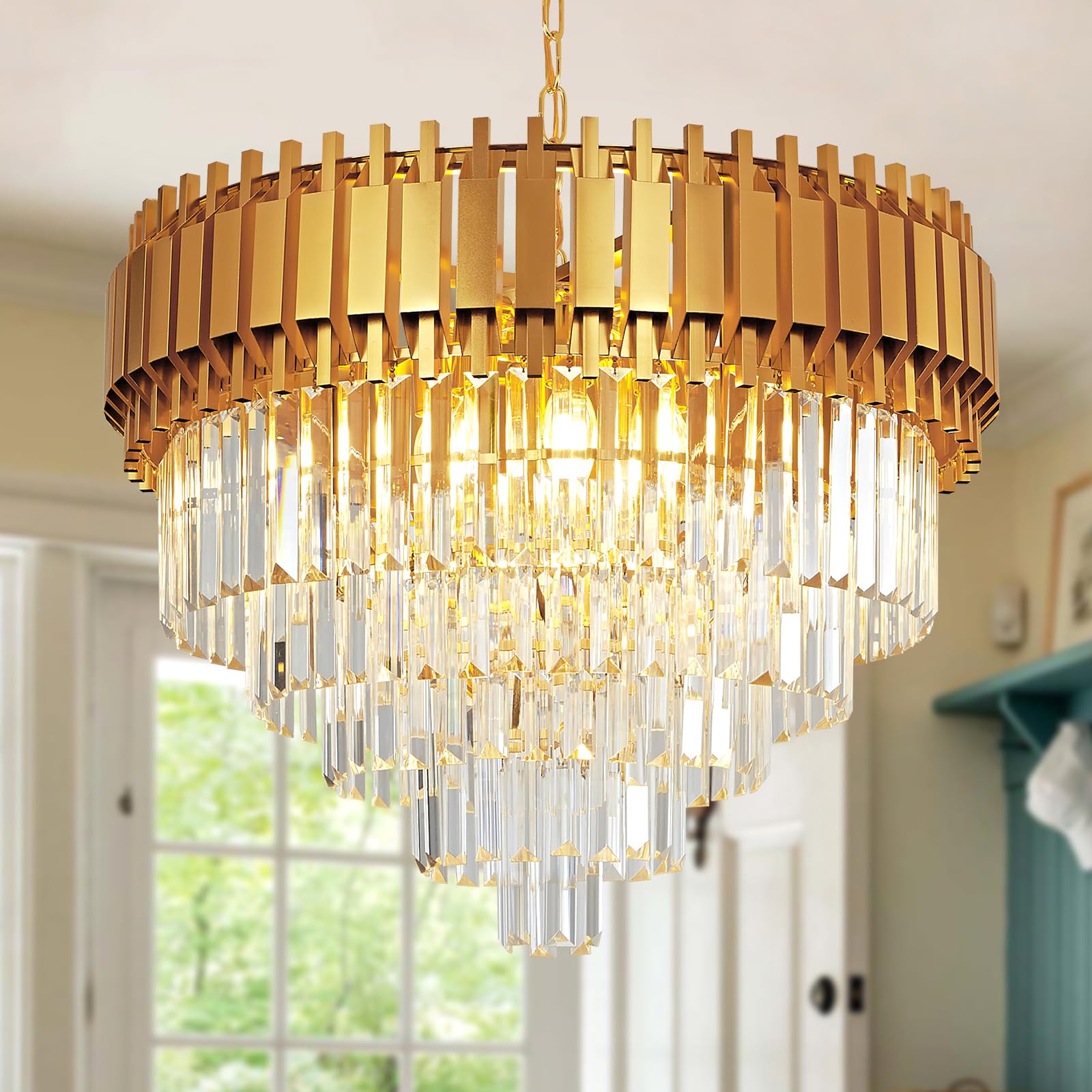 Modern Crystal Pendant Light Luxury Gold Crystal Chandelier Lights 5