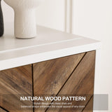 68" Wood TV Stand with 36" Electric Fireplace - White Ebony