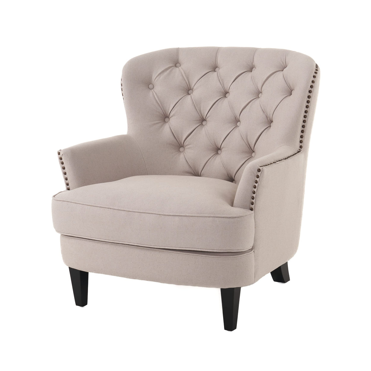 Tafton Tufted Fabric Club Chair, Natural 33.7D x 34.6W x 34.6H in