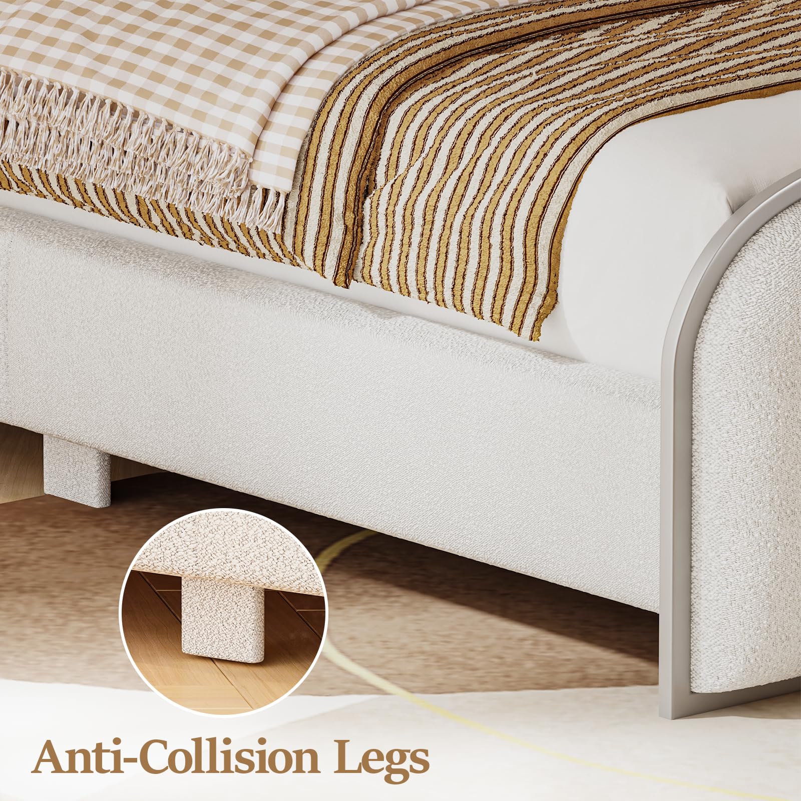 Full Platform Bed Frame with Heart Headboard & LED Lights