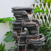 42.5" H Garden Outdoor Water Fountain with LED Lights & Pump