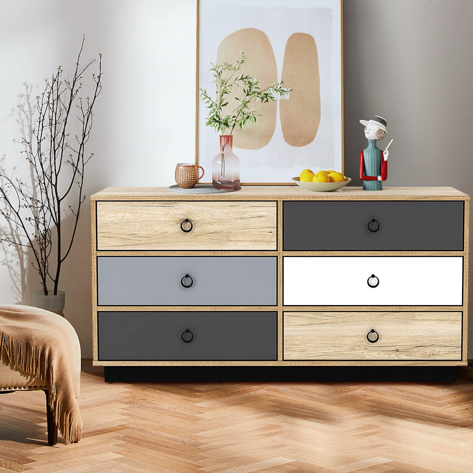 Dresser 6 Drawer Chest Accent Double Clothes Organizer Unit