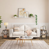 End Table with Charging Station and USB Ports, 3-Tier Nightstand with Adjustable Shelf,