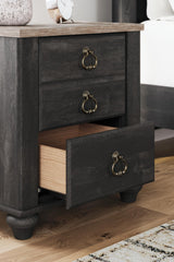 Nanforth Retro 2 Drawer Nightstand with USB Ports, Gray & Light Brown