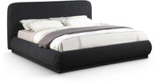 Black-K Rigby Collection Art Deco King Bed with Rich Black Boucle Fabric