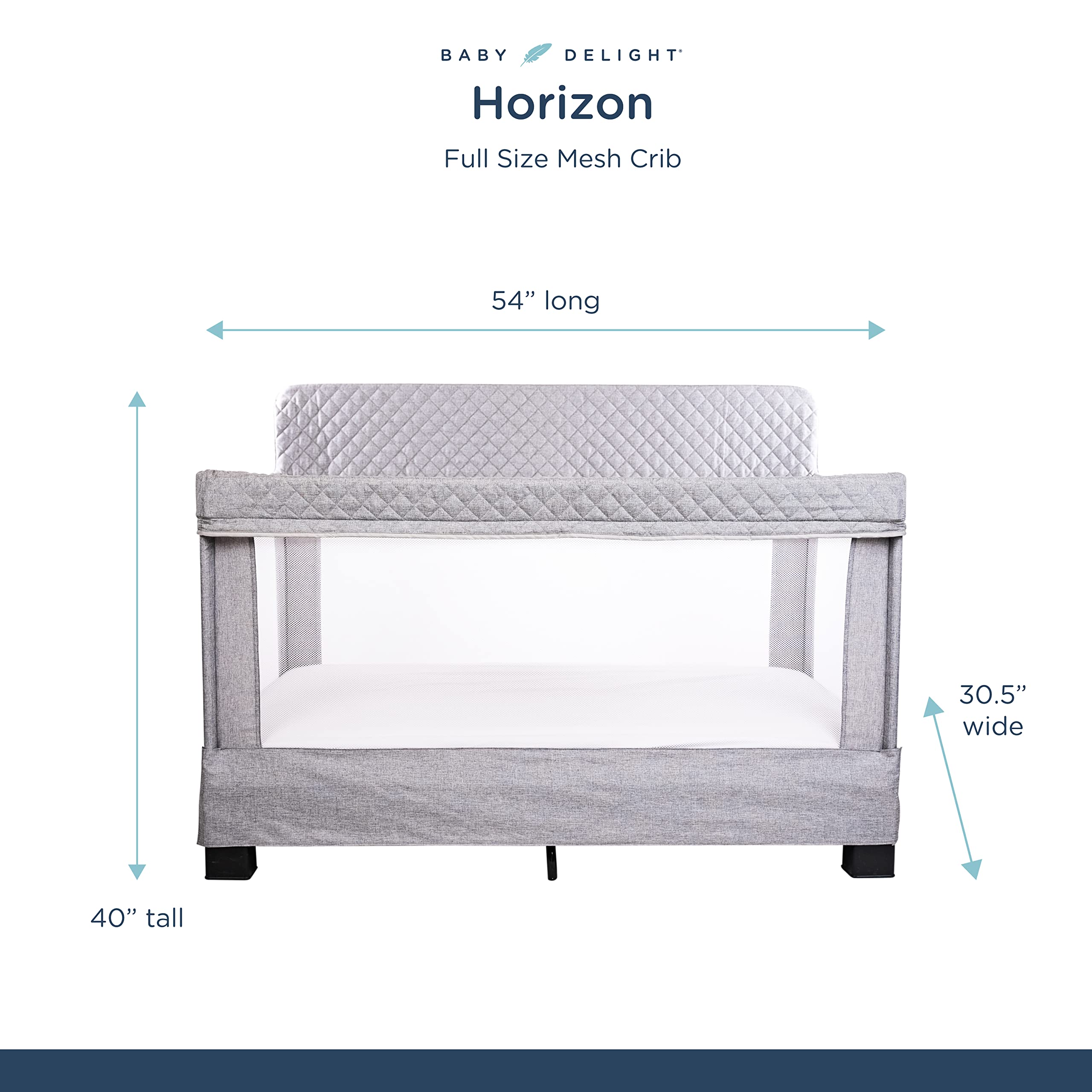 Horizon Full-Size Baby Crib | Breathable Mesh Walls & Luxe Quilted Fabric