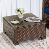 Patio Furniture Wicker Coffee Table Outdoor Garden Square Side Table