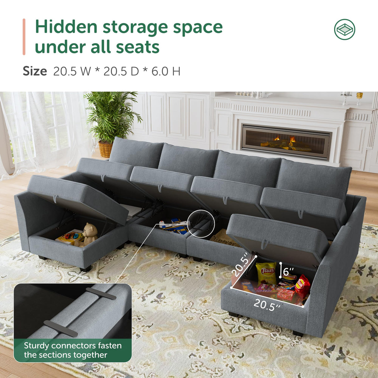 Modular Sectional Sofa U Shaped Sectional Couch with Reversible Chaise Modular Couch