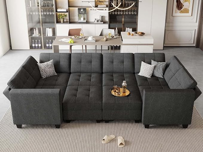 Modular Sectional Sleeper Sofa with Storage Seat Reversible Modular Couch Bed