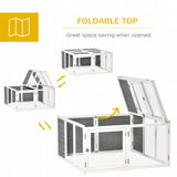 Rabbit Hutch, Wooden Outdoor Bunny Cage with an Openable Foldable Top, Door