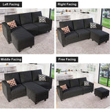 L Shaped Couch, Convertible Sectional Sofa with Linen Fabric, Modern Couch