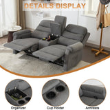 Manual Loveseat Recliner Sofa, Home Theater Seating with Console