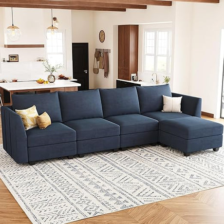 Modular Sleeper Sofa Velvet Sectional Couch with Storage 8 Seats Sectional