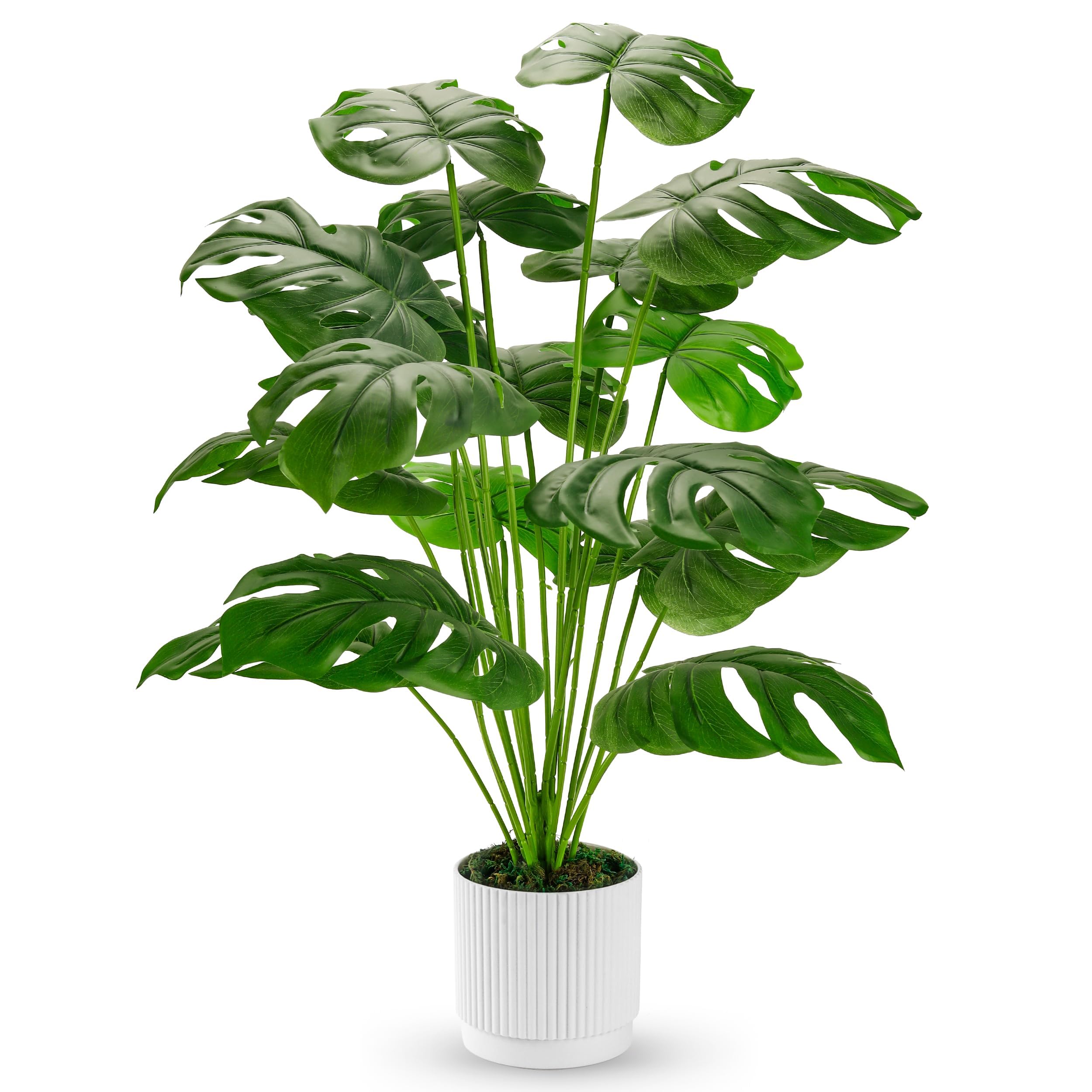 28" Fake Plants Large Artificial Monstera Faux Plants Indoor Tall for Outdoor Floor