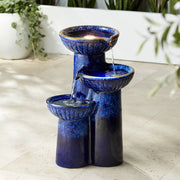 3 Bowl Modern Outdoor Floor Water Fountain 26 3/4" High with LED Light Cascading Bowl