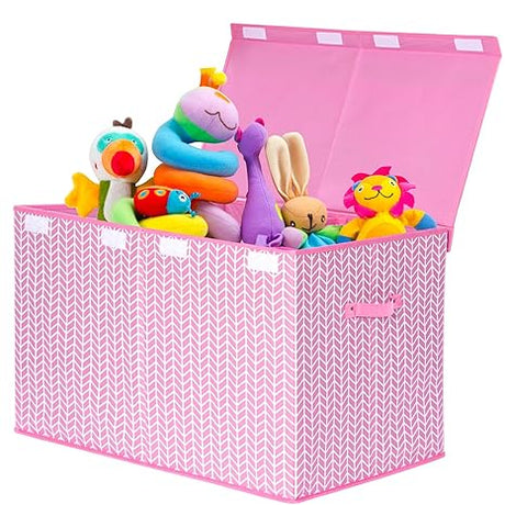 Toy Box Chest with Flip Lid, Toy Storage Organizers Bin Boxes Basket with Sturdy Handles