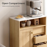 Bathroom Storage Cabinet with 3 Drawer & Sliding Door, Floor Accent Cabinet with Open Compartment,