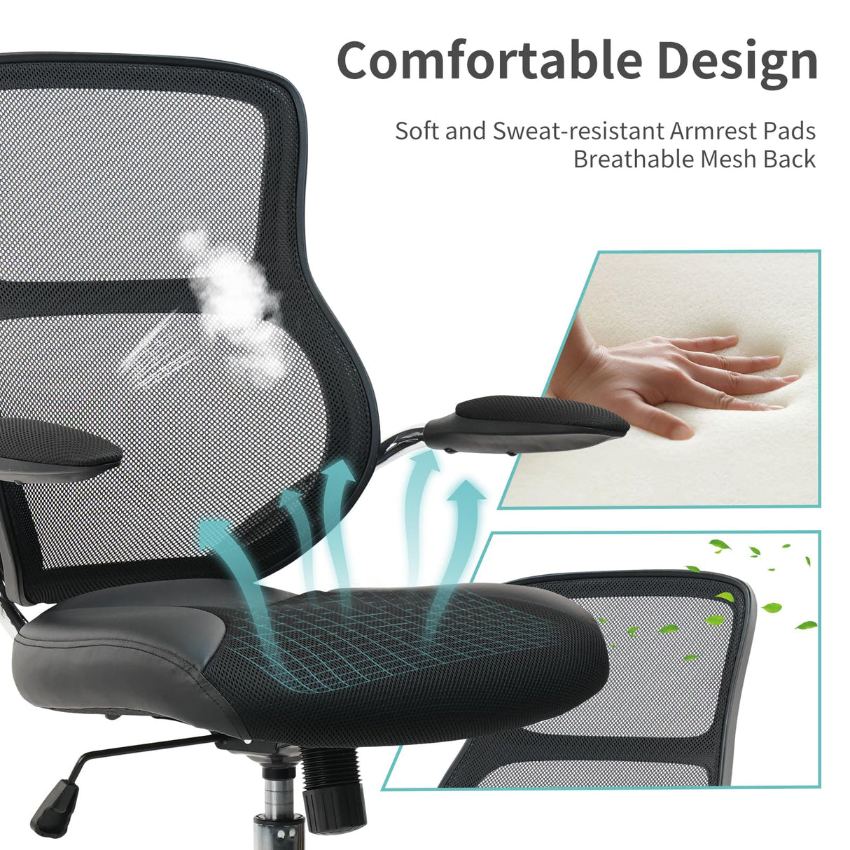 Mid Back Office Chair, Mesh Task Chair with Lumbar Support and Mesh Armrest