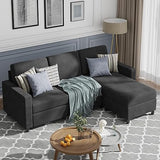 79" Convertible Sectional Sofa Couch, L Shaped Couch with Linen Fabric