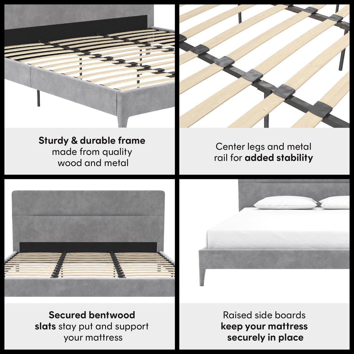 by Cosmopolitan Westerleigh Upholstered Platform Bed with Minimalist Tufted Headboard