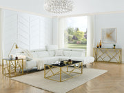 Modern Black Glass Console Table, Luxury 55" Rectangular Sofa Table with Gold