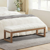 52.7" Bedroom Bench for End of Bed, Modern Upholstered Teddy Fabric Entryway Bench & Dining Bench