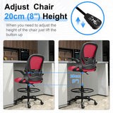 Ergonomic Drafting Chair with Lumbar Support and Adjustable Footrest