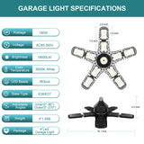 4-Pack LED Garage Light 180W - Deformable Shop Ceiling Lights