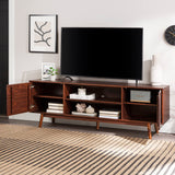 Walker Edison Emery Mid Century Modern Solid Wood TV Stand for TVs up to 80 Inches 70 Inch Walnut
