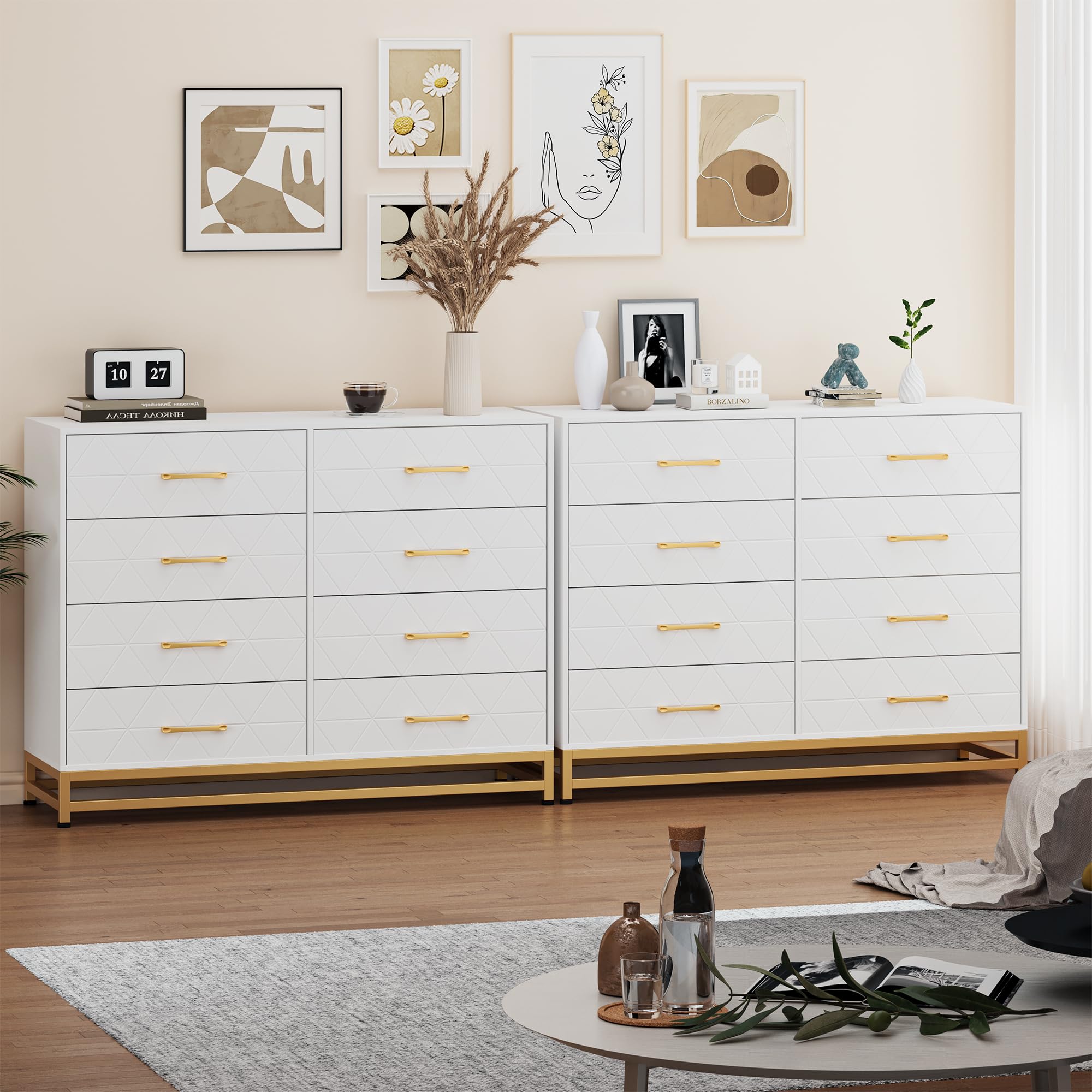 Dresser for Bedroom 8 Drawer Dresser & Chest of Drawers, Wooden Dresser Wide Dresser