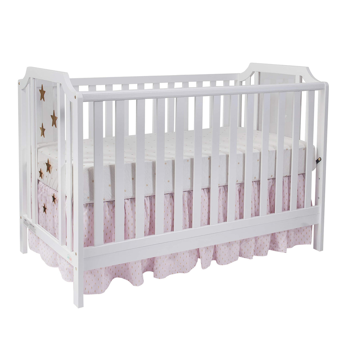 Celeste 3 in 1 Convertible Island Crib, Wood and Acrylic, White