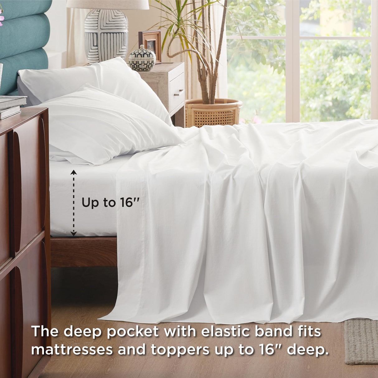 100% Cotton Sheets Queen Size - Soft Percale Sheets