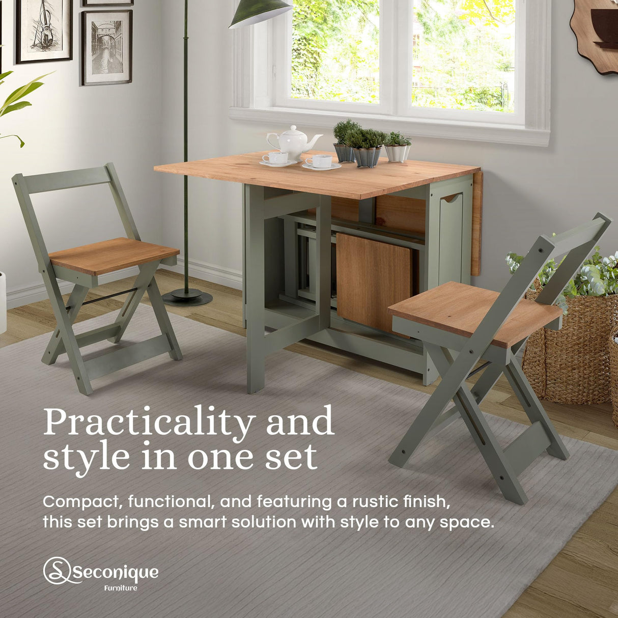 Santos Butterfly Dining Set - 5 Piece Folding Table with 4 Nesting Chairs