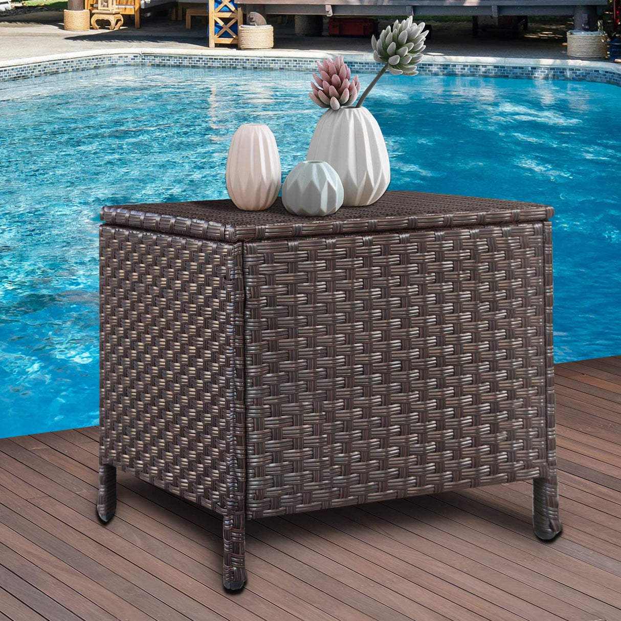 Goognice Outdoor PE Wicker Side Table