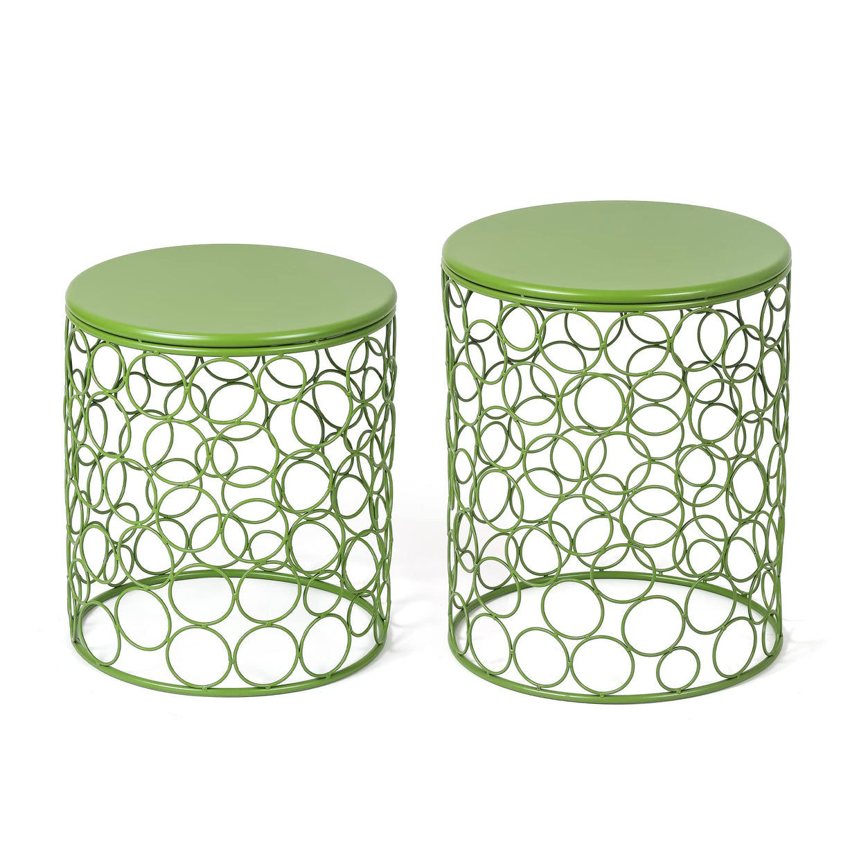 Metal Accent Tables, Set of 2 Nesting End Tables Side Coffee Tables Decorative Round Nightstands