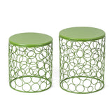 Metal Accent Tables, Set of 2 Nesting End Tables Side Coffee Tables Decorative Round Nightstands