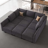 Large Modular Sectional Sofa Sleeper Sectional Couch with Storage Chenille Sectional Sofa Bed for Living Room, 9 Seats, Dark Grey