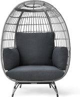 Wicker Egg Chair, Oversized Indoor Outdoor Lounger for Patio, Backyard