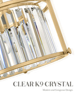 Crystal Semi Flush Mount Chandelier, 11'' Gold Ceiling Light, Modern Flush Mount Light