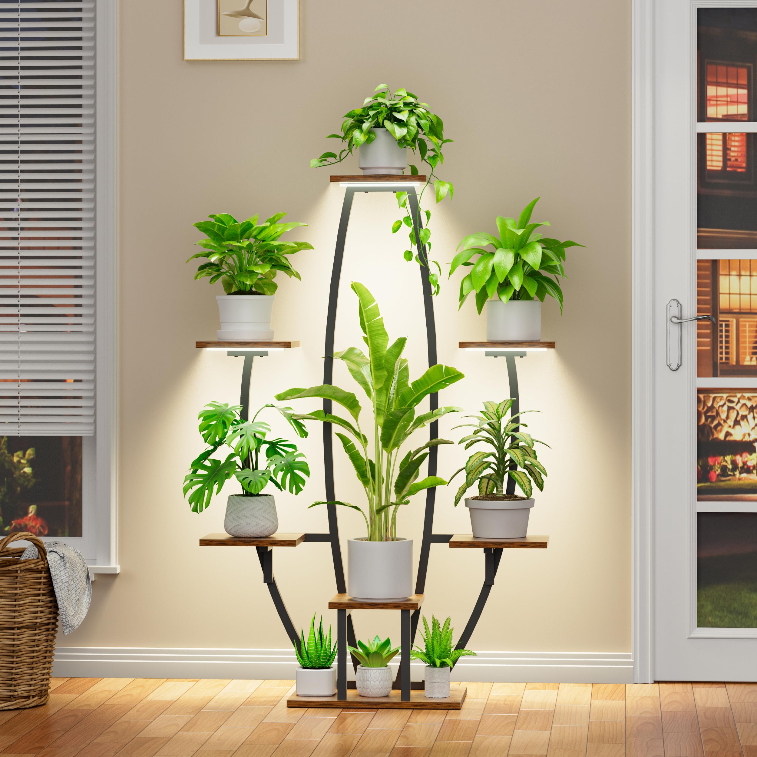Plant Stand Indoor with Grow Lights - 7 Tiered Large Plant Shelf, 47" Corner Shelf