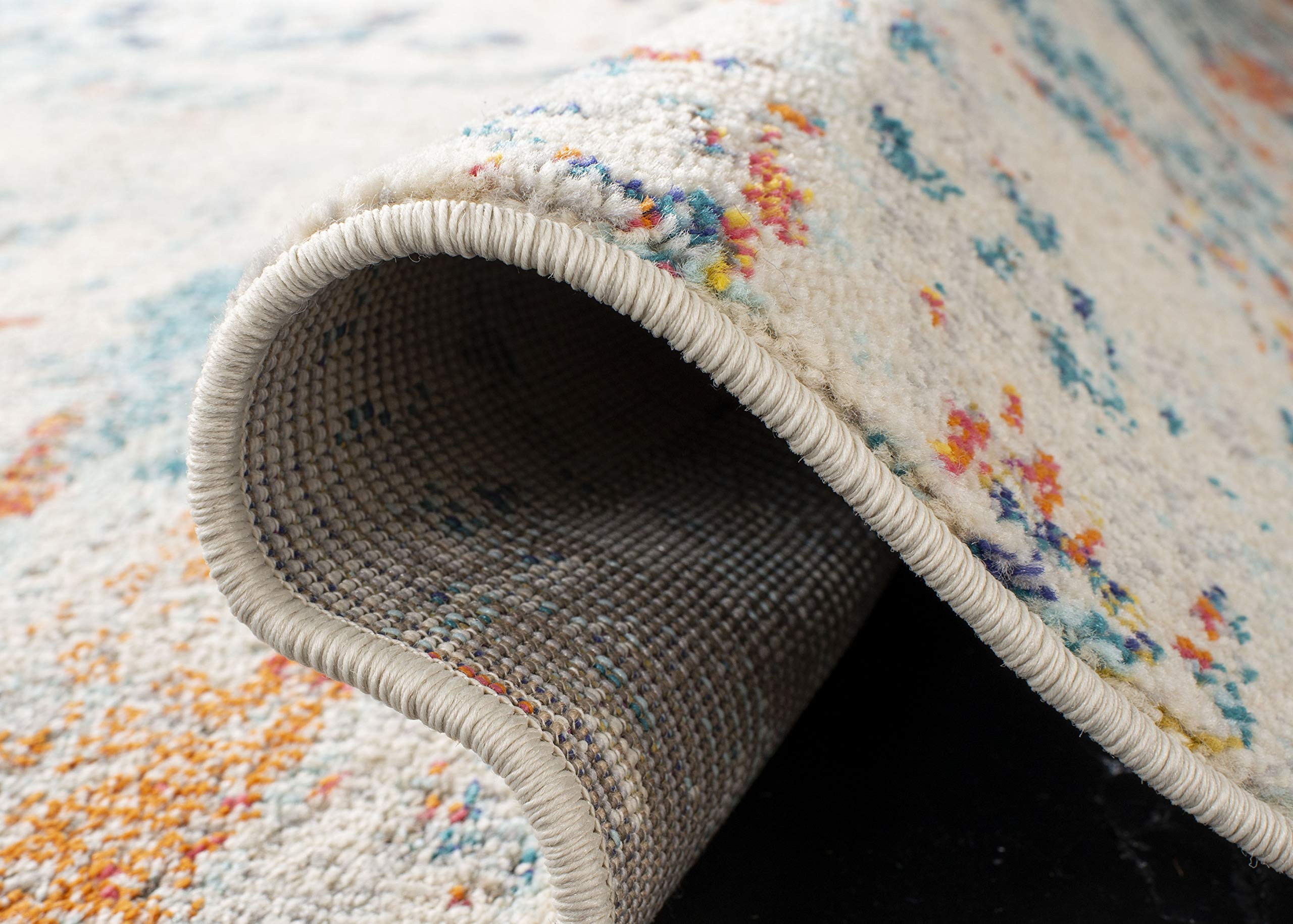 SAFAVIEH Madison Collection Area Rug - 10' x 14', Cream & Orange, Modern Abstract Design, Non-Shedding & Easy Care, Ideal for High Traffic Areas in Living Room, Bedroom (MAD478B)