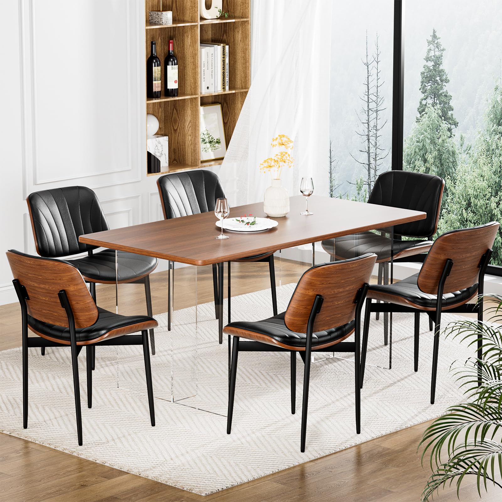 Dining Chairs Set of 4, Dining Room and Kitchen Chairs, FSC Certified Mid Century Modern Accent Chair