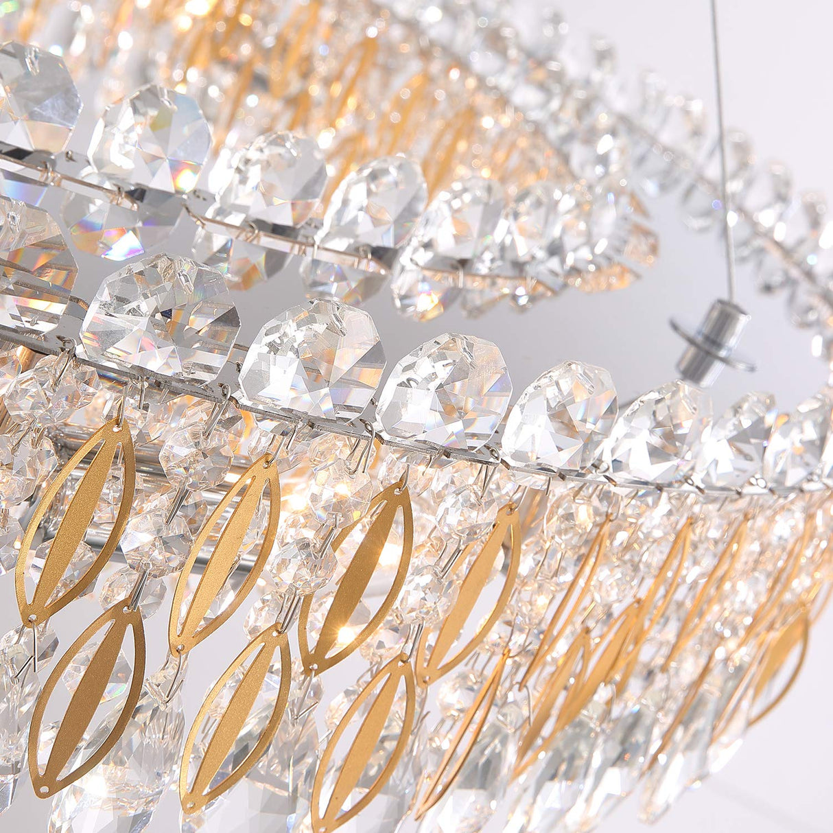 Modern Gold Raindrop Crystal Chandelier Hanging Pendant Light