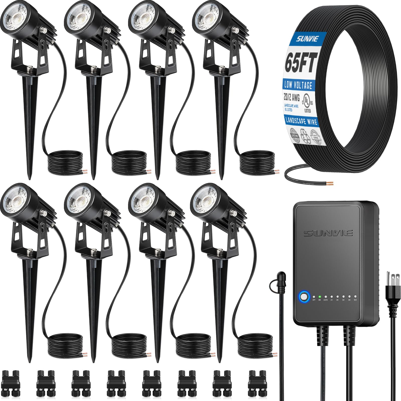 All-In-One LED Landscape Lighting Kit, 8-Pack Low Voltage Landscape