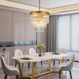 15.7" Gold Crystal Chandelier,Modern 3-Tier K9 Crystal Pendant Lights 6-Light Luxury