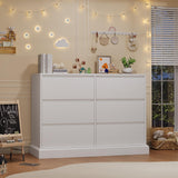 White Dresser for Bedroom, Modern 6 Drawer Dresser, Double Dresser Chest of Drawers