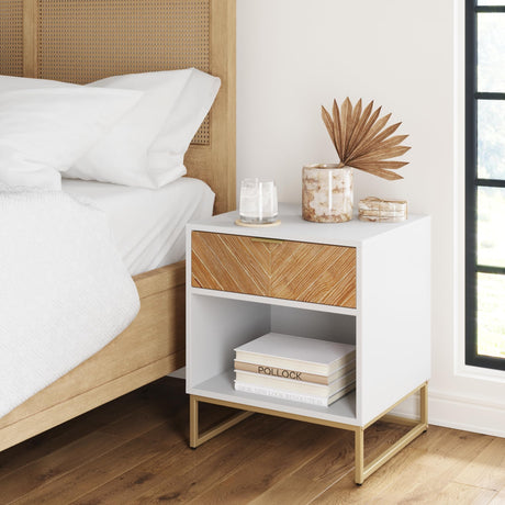 Kensi Nightstand Side Accent or End Table with Storage