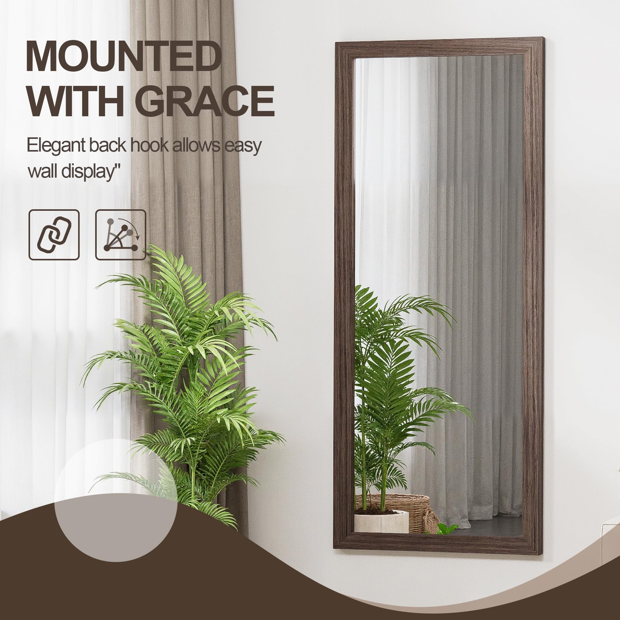 Full Length Wooden Mirror 56x20 - Rustic Farmhouse Wall or Floor Mirror