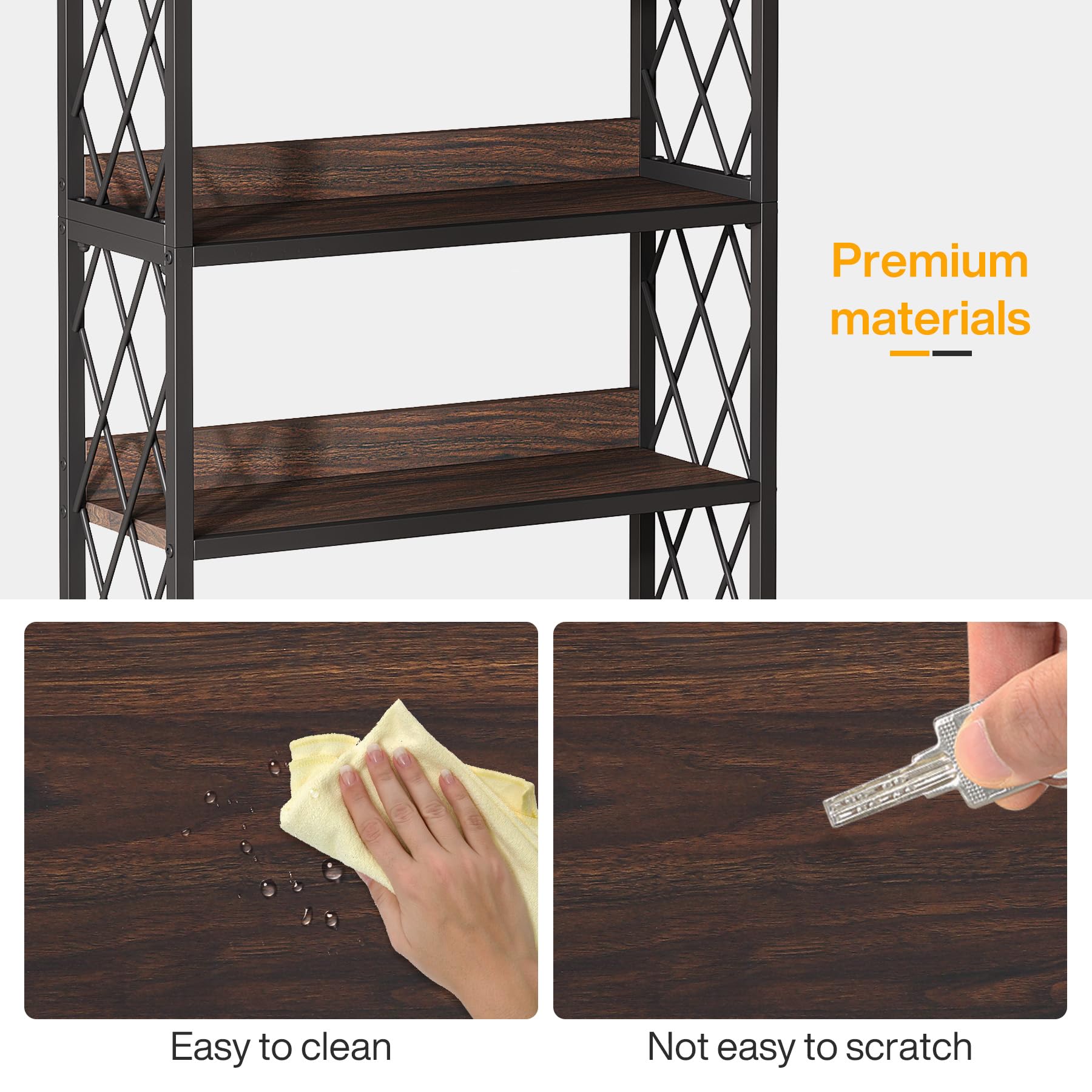 Tribesigns 67 Inch Book Shelf, 5 Tier Industrial Etagere Bookcase with Open Shelves, Tall Bookshelf for Living Room, Bedroom, Home Office (Brown + Black)